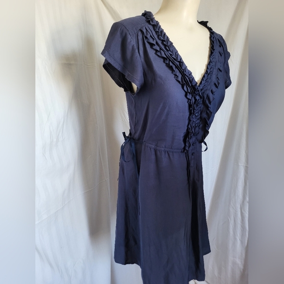 American Eagle Outfitters  Blue Ruffle Dress, Size Medium - Picture 3 of 8
